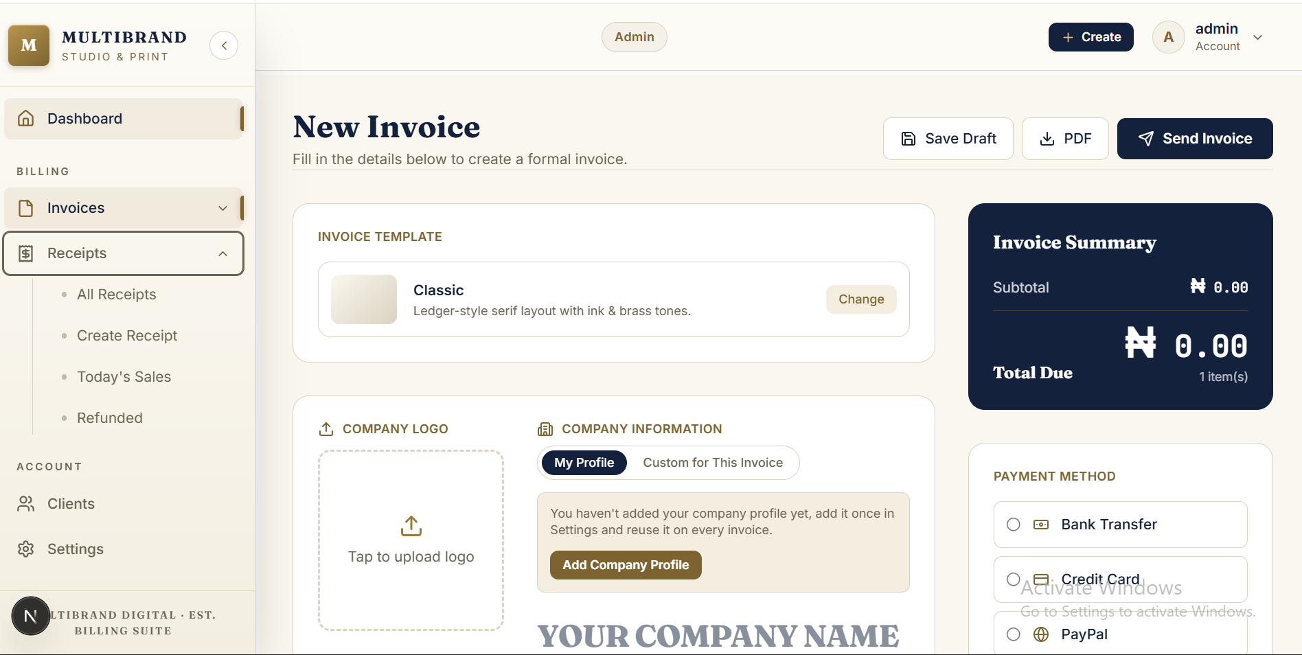Billing Solutions (Invoice & receipt) generator